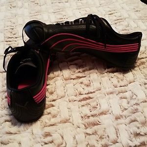 Puma black with hot pink sneakers